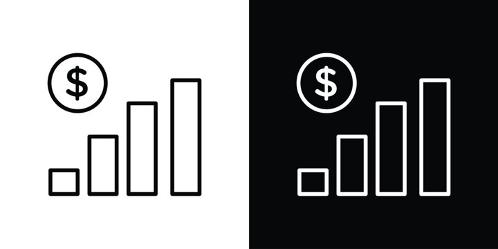 Chat arrow grow icon pack with black and white editable stroke lines for graphic design work