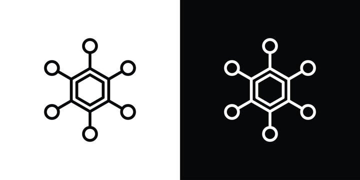 Chart connected icon pack with black and white editable stroke lines for graphic design work
