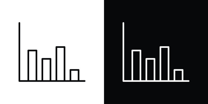 Chart histogram icon pack with black and white editable stroke lines for graphic design work