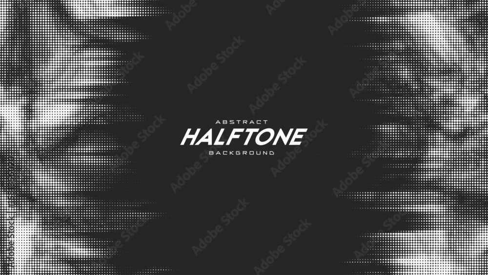 Poster abstract vector torn monochrome halftone background. scrathed dotted texture element.