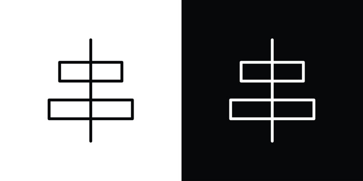 Align center icon pack with black and white editable stroke lines for graphic design work