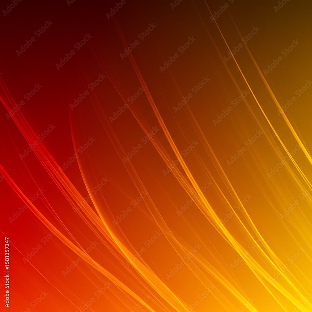 Poster an abstract background features smooth, flowing lines in a vibrant gradient of warm reds, oranges, a