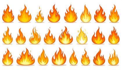 Various cartoon fire flames