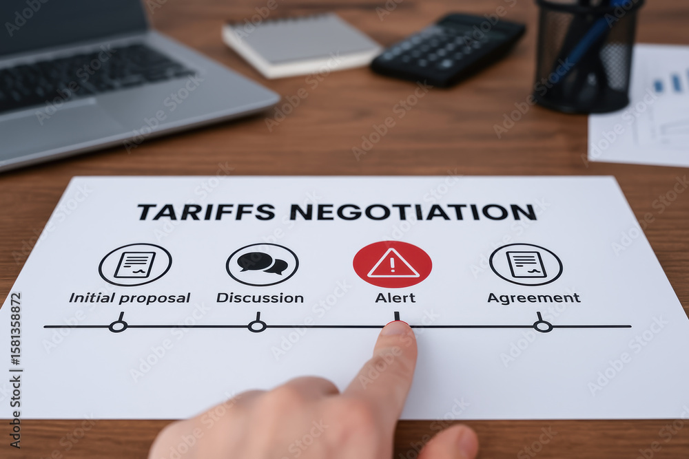 Poster tariffs negotiation process includes initial proposal discussion alert and agreement steps with fing