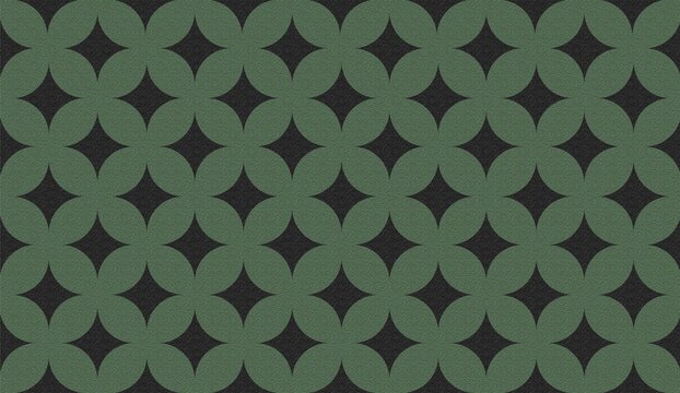 Seamless geometric pattern with interlocking green ellipses and black diamond-like shapes. The design echoes the iconic Louis Vuitton monogram style, blending luxury, symmetry, and high-fashion textil