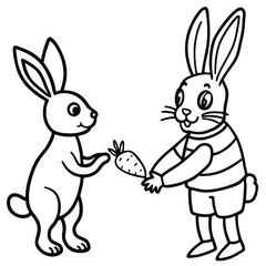 Rabbit line art coloring page 