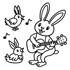 Rabbit line art coloring page 