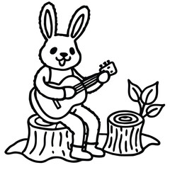 Rabbit line art coloring page 