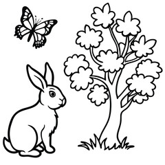 Rabbit line art coloring page 