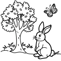 Rabbit line art coloring page 