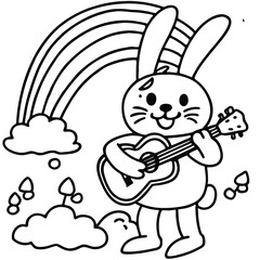 Rabbit line art coloring page 