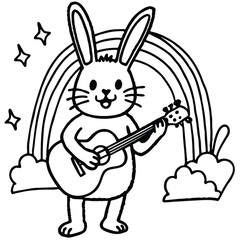 Rabbit line art coloring page 
