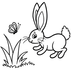 Rabbit line art coloring page 