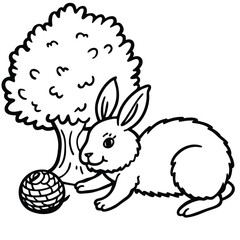 Rabbit line art coloring page 
