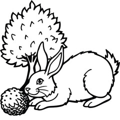 Rabbit line art coloring page 