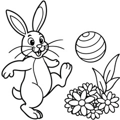 Rabbit line art coloring page 