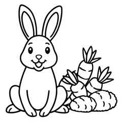 Rabbit line art coloring page 