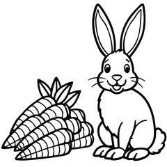 Rabbit line art coloring page 