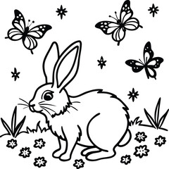 Obraz premium Rabbit line art coloring page 