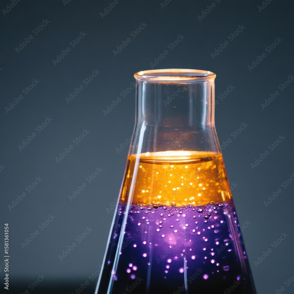 Poster vibrant laboratory flask with colorful liquid for science experiments
