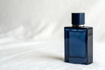 Blue perfume bottle mockup isolated on white background.