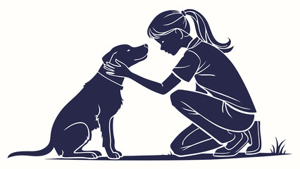 Heartwarming Silhouette of a Girl and Her Dog