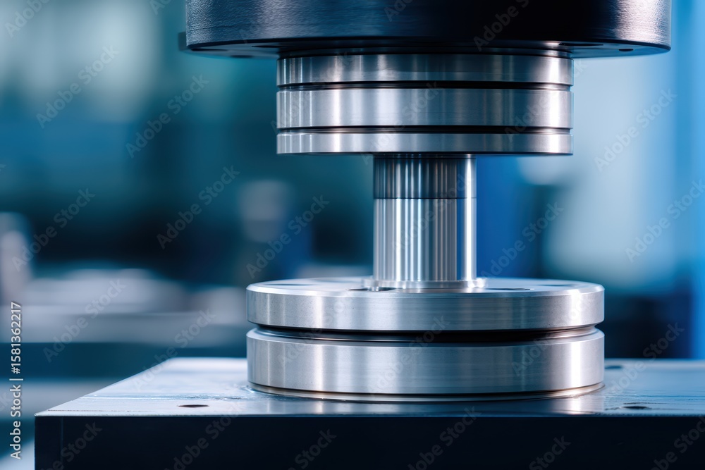 Poster precision machinery component in industrial workshop setting