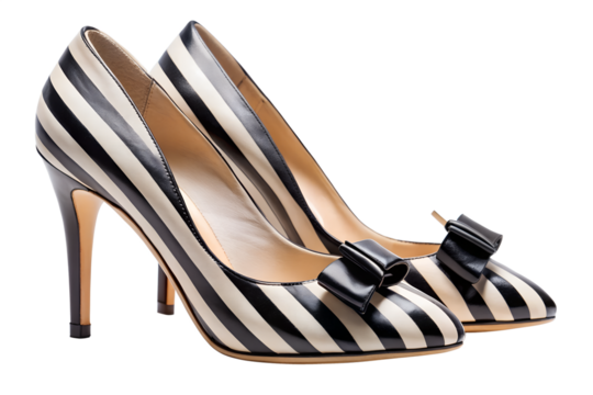 Elegant black leather high-heel stiletto shoes, a stylish footwear accessory, portray fashion and glamour