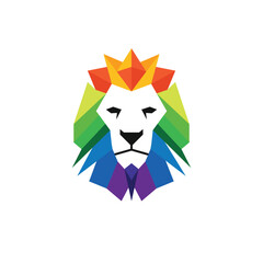 Creative polygonal Lion Head Vector Design Symbol