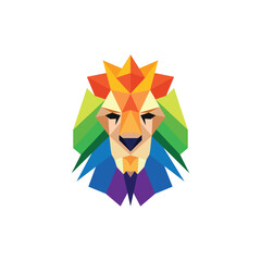 Creative polygonal Lion Head Vector Design Symbol