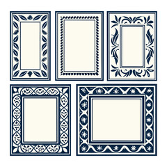 Obraz premium Ornate decorative frames blue cream ornate borders