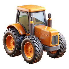 Heavy Wheeled Tractor Machinery Isolated on Transparent Background