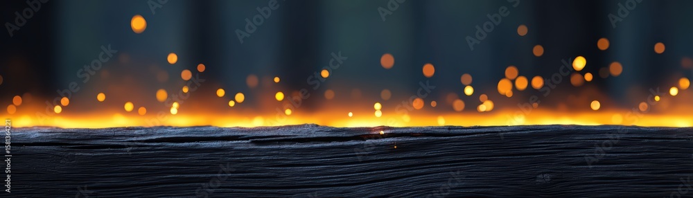 Aufkleber glowing ember outline with sparkling particles and dark background
