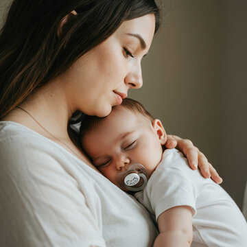 mother holding child in her lap