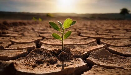 a seedling growing amidst dry earth signifying life s endurance in harsh conditions