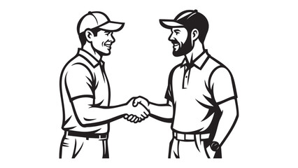 Sportsmanship Golfers Handshake Vector - Fair Play & Partnership Illustration