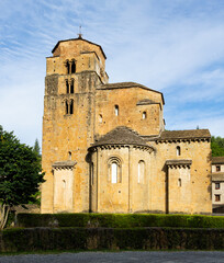 View of impressive ancient Santa Maria church, Romanesque style building in ashlar masonry, former...