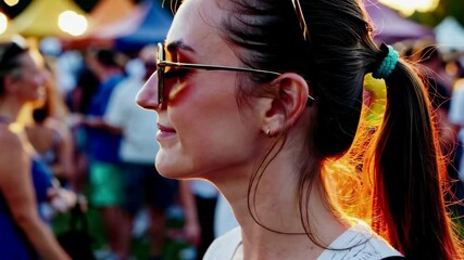 Vibrant outdoor festival captures happy moments and sunlit smiles amidst colorful crowd