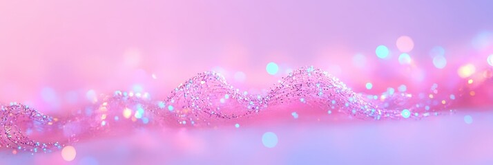 Chaotic flow of pink and blue lights in digital web