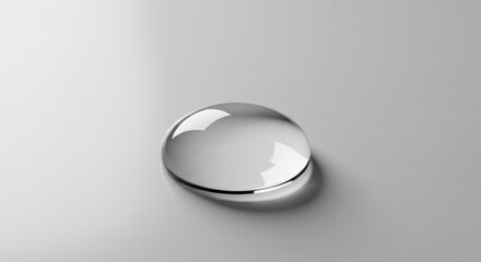 Close-up of a single water drop on a smooth white surface, high detail, neutral background