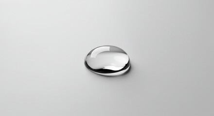 Close-up of a single water drop on a smooth white surface, high detail, neutral background