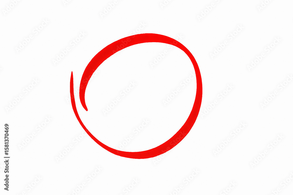 Fototapete red circle mark on transparent background. bright red scribble ovals and bubbles to circle and highl