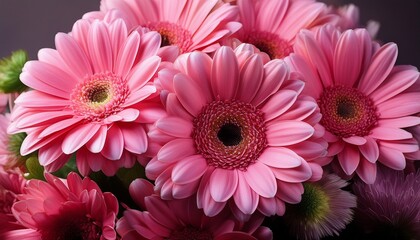 bright pink gerbera daisy blooms in a vibrant floral arrangement
