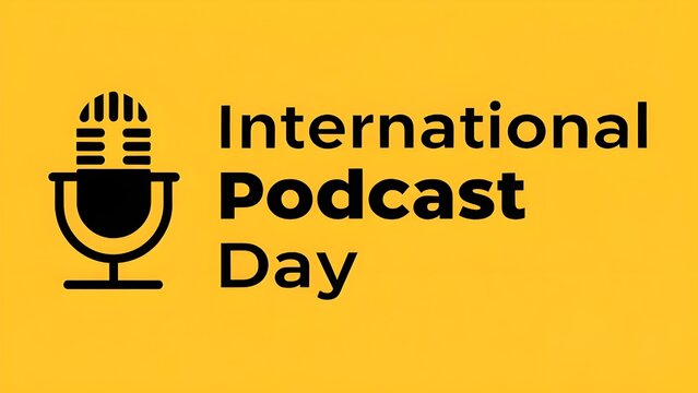 International Podcast Day Illustration With Podcast Radio headphones and microphone - Powered by Adobe