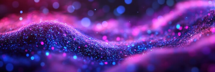 Glowing blue and purple digital network backdrop for futuristic design