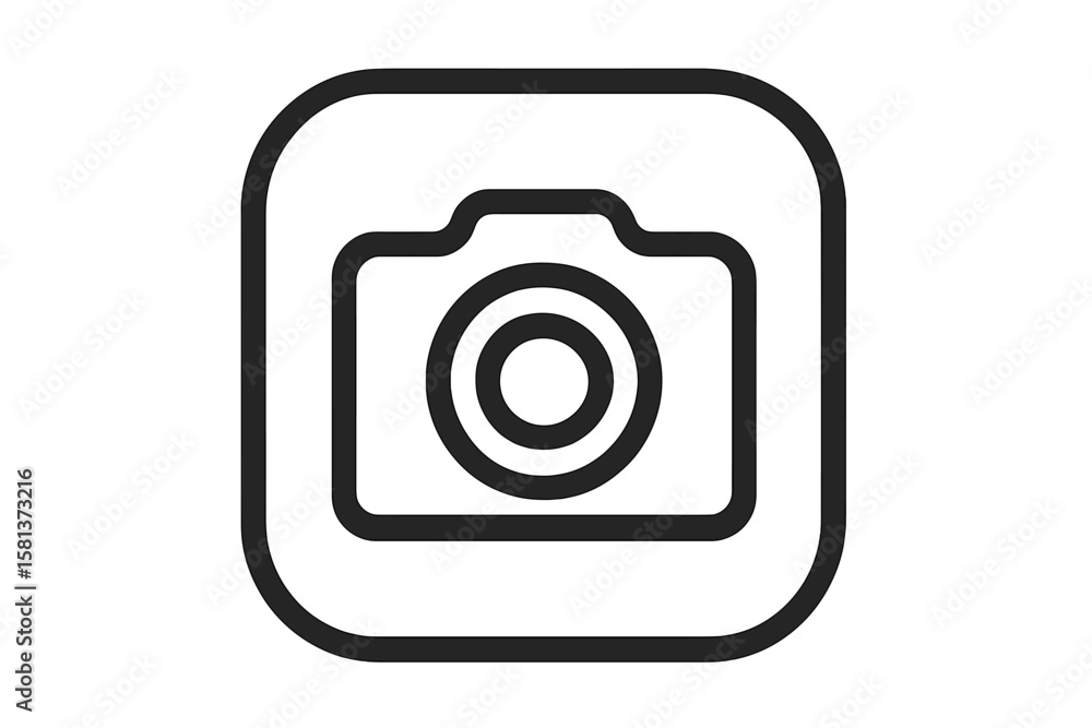 Poster photography camera icon symbol for apps and websites. black camera button vector illustration. minim