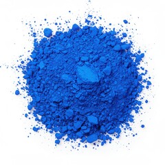 Pile of vibrant blue powder isolated on white background