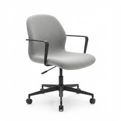 Fototapeta premium Modern grey fabric office chair isolated on white background