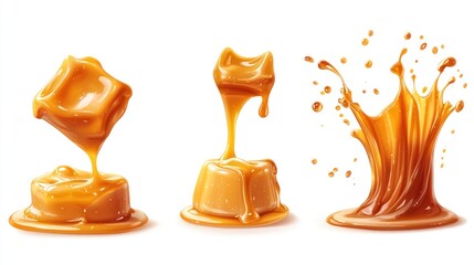 Caramel Candy Splashes Sweet Indulgence and Delicious Design Elements for Dessert Concepts