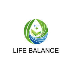  Life Balance Logo with Leaves and Water Drop